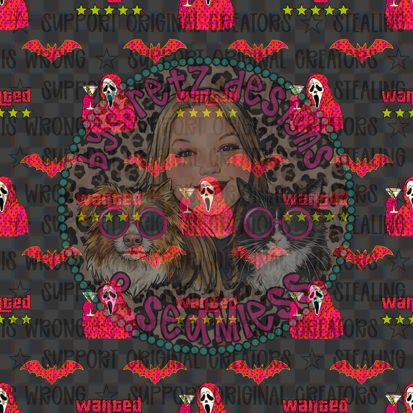 Wanted Ghost Face Seamless