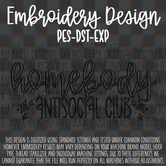 Homebody Embroidery Design